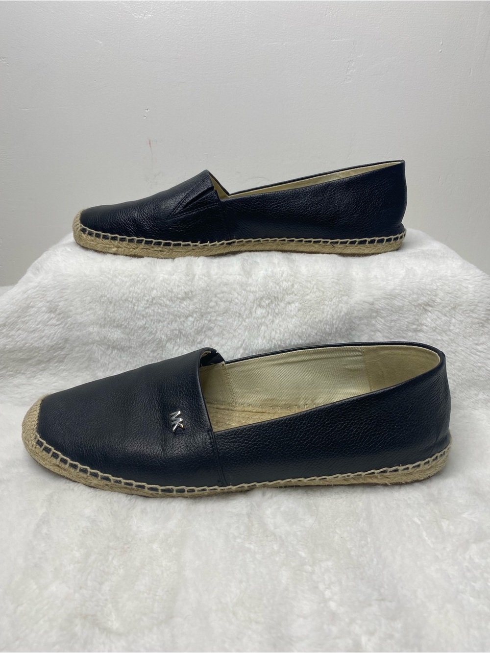 Michael Kors Navy Leather Espadrille Slip-On